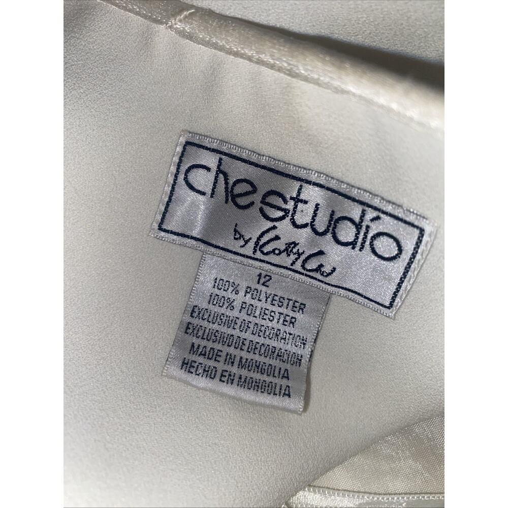 90s VTG Che Studio Woman's 2 pc Lined Embroidery Cream Suit Skirt/Jacket M/L - Picture 12 of 13